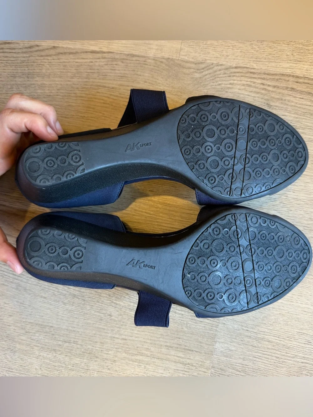 Anne Klein Navy Heels with Cross Strap - WORN ONCE!